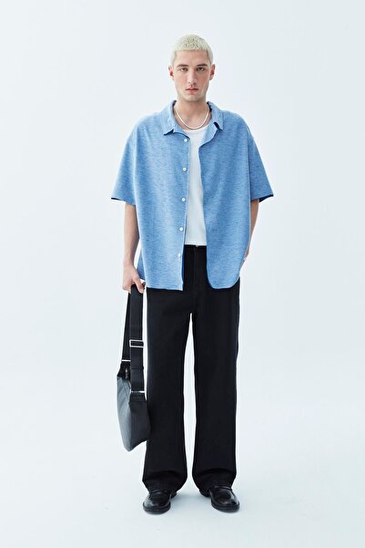 VAMOSCLO Оверсайз лляна сорочка Індіго