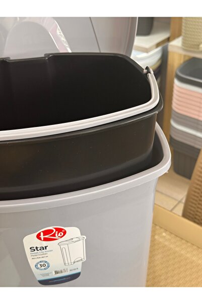 LeesHome 30 Lt Pedal Plastic Trash Can with Gray Inner Bucket