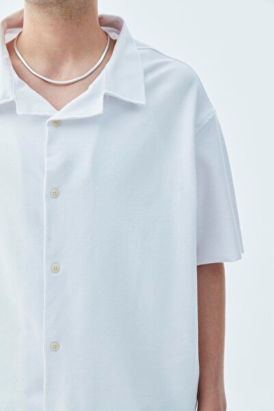 VAMOSCLO Πουκάμισο λινό oversize λευκό