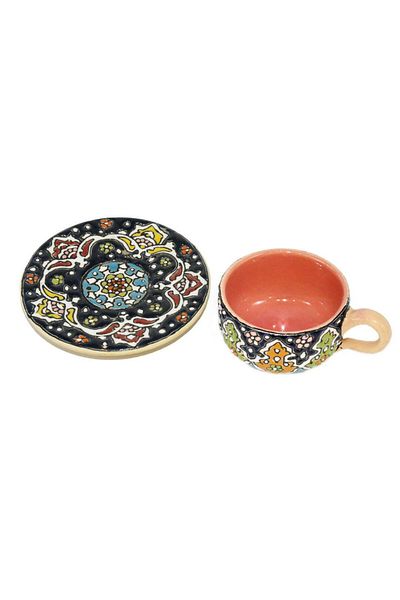 Generic Ceramic-Coated Pottery Cup with Saucer 200ml