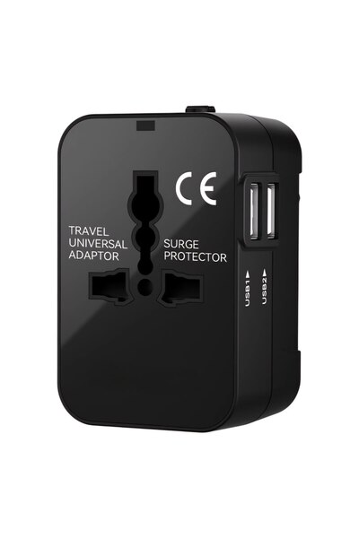 OEM Adaptor și încărcător universal de călătorie, compatibil cu UE/SUA/Marea Britanie, 2 porturi USB-A, 24W, ABS/PC durabil