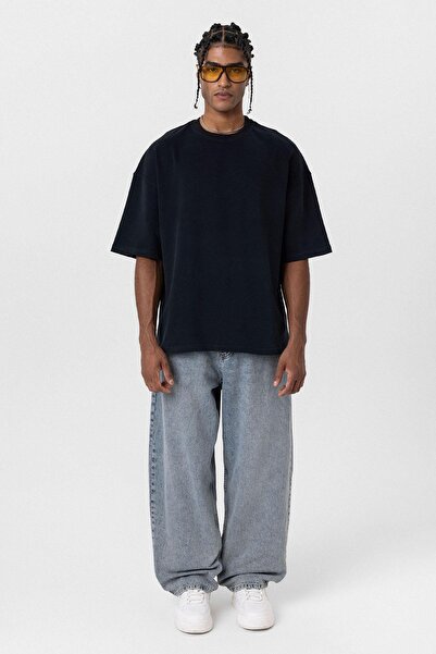 VAMOSCLO Μπλουζάκι Basic oversized Crew Neck Μαύρο