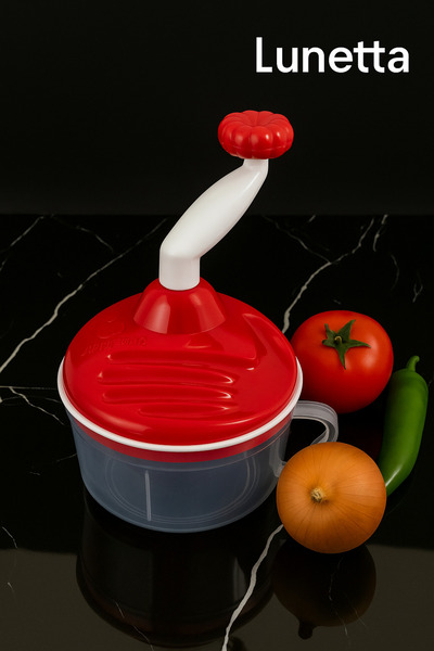 Lunetta 3 Bıçaklı Çevirme Kollu Pratik Mutfak Robotu Sebze Doğrayıcı Mikser R...