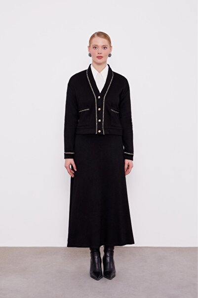 Levidor 131002 ETEKLİ TAKIM ÖNÜ DÜĞMELİ YAKA KENAR GEÇİŞ VE CEP VE KOL UCU TA...