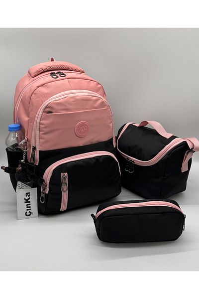 Çınka Bags Waterproof Fabric Foil Backpack with Lunch Box and Pen Holder Primary School Bag Set of 3