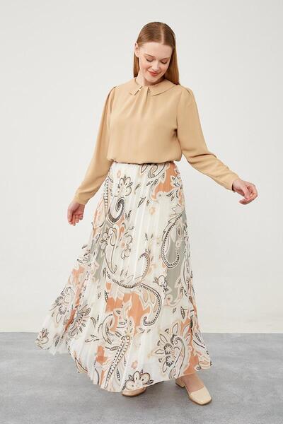 Levidor 420028 ETEK KARIŞIK DESENLİ ŞİFON ETEK QYS ETEK #24-05#