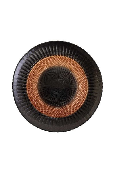 Generic Luxury glass serving plate, 100% Turkish made, black color, diameter: 28 cm - to decorate your tables with a touch of elegance