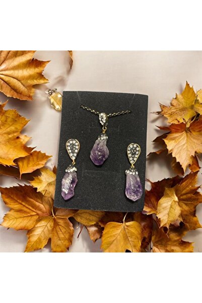 AURA STONE Aurastone Natural Stone Zircon Set Amethyst