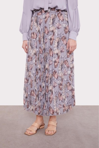 Levidor 420024 BELİ LASTİKLİ DESENLİ ŞİFON PİLİSELİ ETEK QYS ŞİFON #24-073