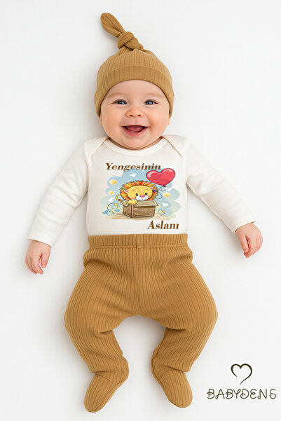 BABYDEN'S طقم أطفال مكون من 3 قطع من Yengesinin Aslanı، مصنوع من القطن المضفر...