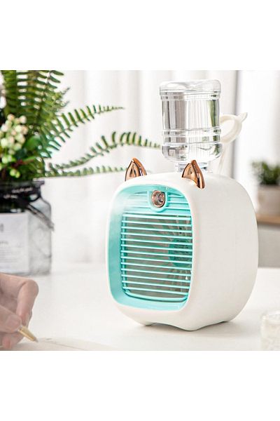 FOXMAG24 Portable mini air conditioner with cat ears, 3 speeds, water tank, USB charging, white