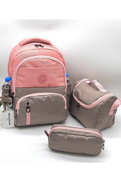 ms mixxstore Water Resistant Fabric Foil Backpack School Bag with Lunchbox and Pen Holder Set of 3