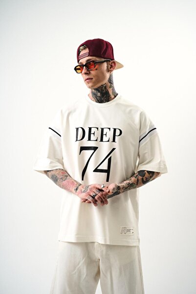 Respire Ανδρικό μπλουζάκι Deep 74 Printed Oversize Λευκό