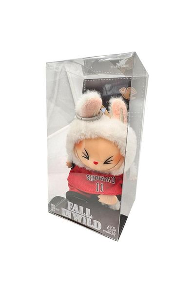 BaoBao White Labubu Plush 15cm – Fall in Wild – Collectible in Box with Fur Coat and Red T-shirt, BaoBao