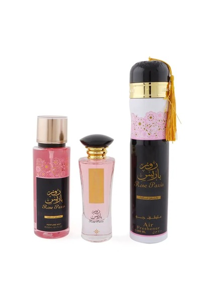 ARD AL ZAAFARAN Ard Al Zaafaran Rose Paris Night Gift Set Edp 100 ml, Perfume Mist 250 ml & Air Freshner 250 ml