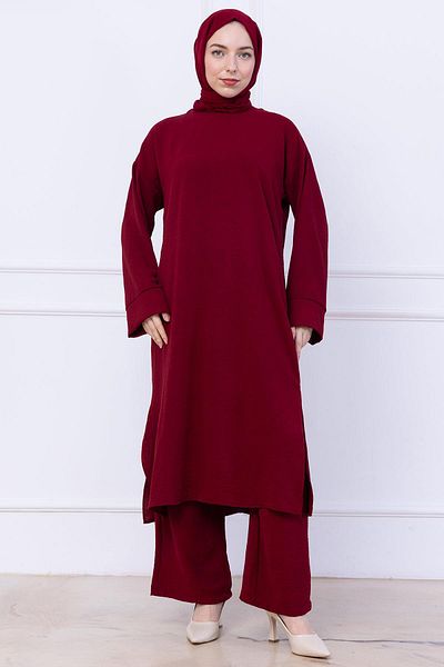 hafsamina Σετ Ayrobin με μακρύ τουνίκ Claret Red HM2770