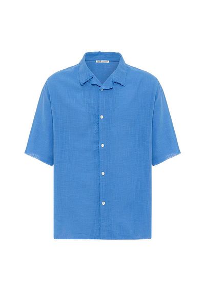VAMOSCLO Seamless Short Sleeve Pocketless Oversize Linen Shirt Saks