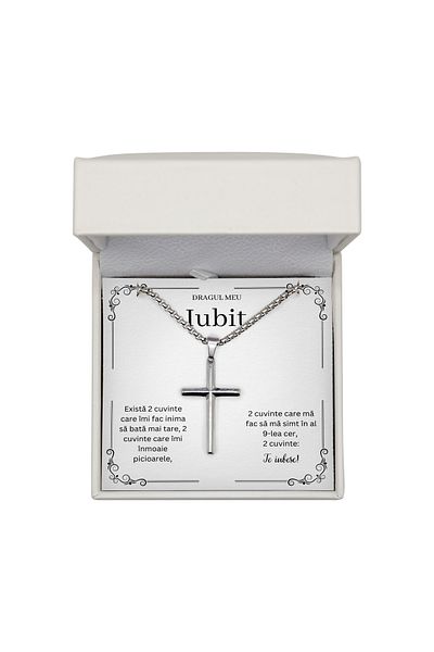 The Jewel Heart Necklace for Boyfriend with Message – Cross Pendant, 316L Steel, Premium Presentation