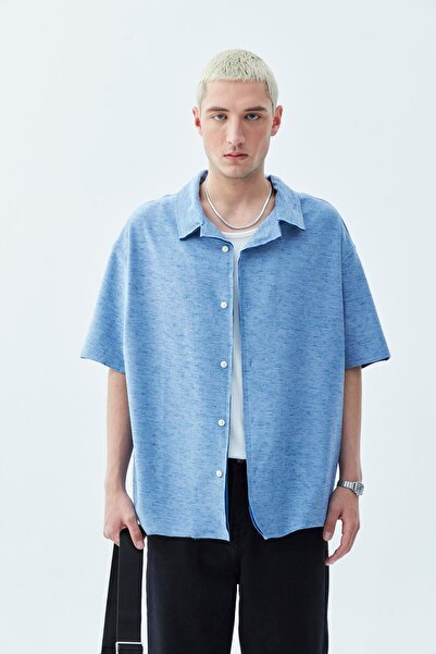 VAMOSCLO Оверсайз лляна сорочка Індіго