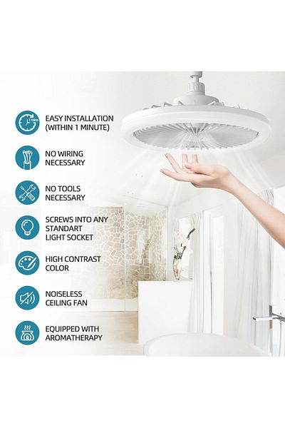 OEM Ceiling fan, LED, 3 speed settings, Remote control, White