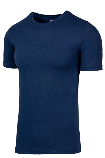 BSM Ανδρικό κοντομάνικο μπλουζάκι με λαιμόκοψη ελαστικό ύφασμα 55003