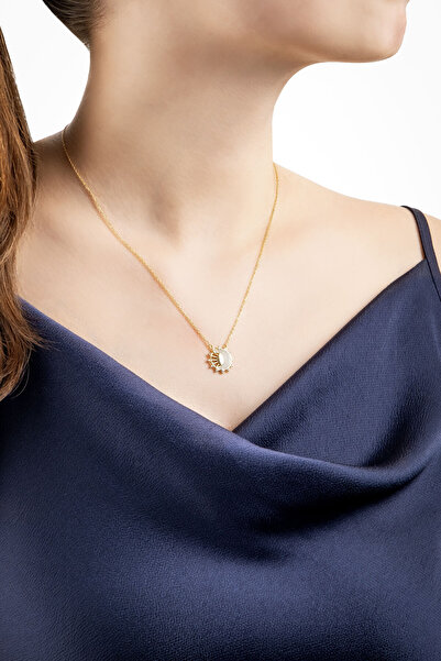 So CHIC... Gün Batımı 18 Ayar Sarı Altın Kaplama 45 Cm Gümüş Minimal Kolye