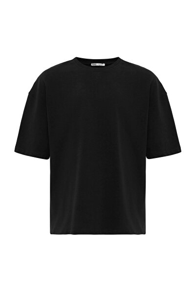 VAMOSCLO Μπλουζάκι Basic oversized Crew Neck Μαύρο