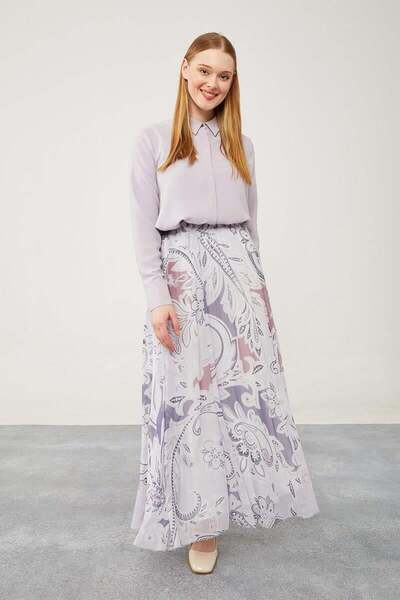 Levidor 420028 ETEK KARIŞIK DESENLİ ŞİFON ETEK QYS ETEK #24-05#