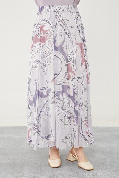 Levidor 420028 ETEK KARIŞIK DESENLİ ŞİFON ETEK QYS ETEK #24-05#