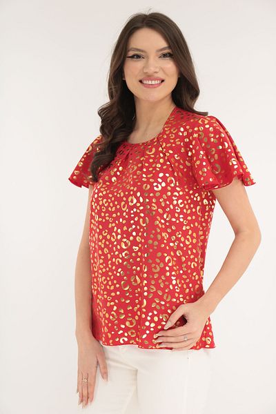 Vanessa Line RO Elegant red blouse with gold print