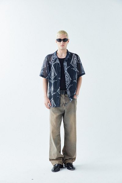 VAMOSCLO Oversize Shirt - Patterned and Ribbed, Pattern-11