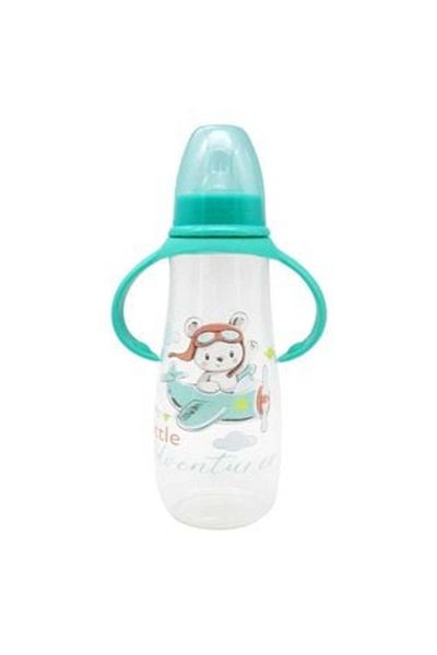 honey baby Plastic Baby Bottle with Silicone Teat & Mint Green Handles "Little Adventurer" 300 ml - Honey Ba
