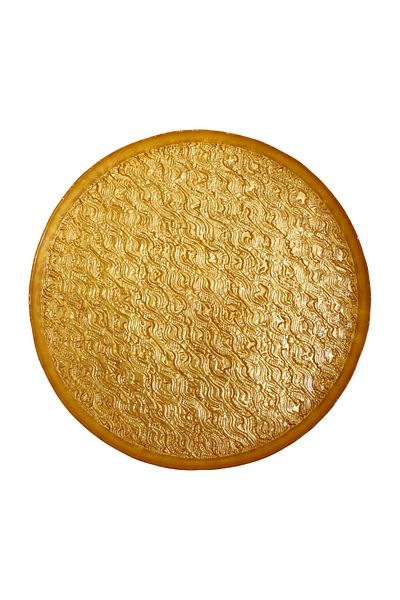 Generic صحن تقديم فاخر من الزجاج صناعه تركيه 100% لون ذهبي مقاس القطر: 32 سم - لتزيين موائدك بلمسات الأناقه