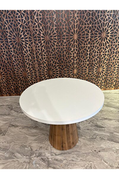 DOĞUKAN HOME YUVARLAK TRAVERTEN PİRAMİT MASA