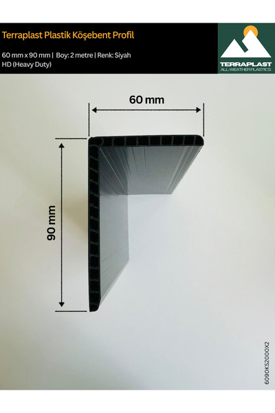 Terraplast Plastik Köşebent Profil ● 2 Adet x 2 metre ● 60 x 90 mm ● L Profil ● Çift Cidar- Yüksek Dayanım