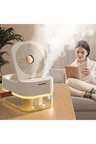FOXMAG24 2 in 1 fan with air purification and humidification, 3 speeds, USB, 12.5×22×16 cm, white