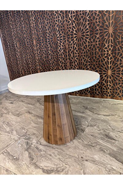 DOĞUKAN HOME YUVARLAK TRAVERTEN PİRAMİT MASA