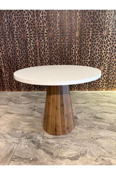 DOĞUKAN HOME YUVARLAK TRAVERTEN PİRAMİT MASA