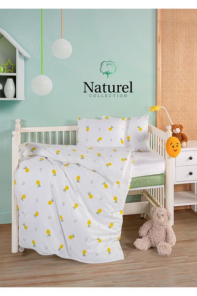 Naturel Collection Baby Duvet Cover Set, Liquid Proof Mattresses, Elastic Sheets, Zippered, 100% Cotton