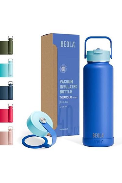 BEOLA 1200ml Water Bottle 18/8 Stainless Steel 304 Double Wall Insulated Thermos Bottle with a wide