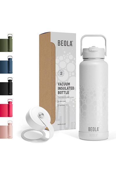 BEOLA 1200ml Vacuum Insulated Water Bottle, Double Wall 304 Stainless Steel Thermos Bottle with wide