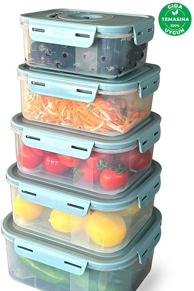 esdekor Seoul Fresh Product Storage Container Set of 6 (0.6Lt+0.9Lt+1.3Lt+1.9Lt+2.5Lt+Pump)