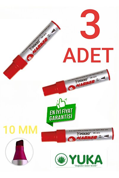 Yuka 3 ADET silinmeyen kalem Kırmızı Kalıcı Yazı Kalemi