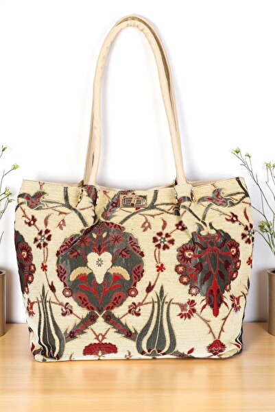 MODA Otantik Şönil Etnik Desenli Askılı Kadın El Omuz Çanta