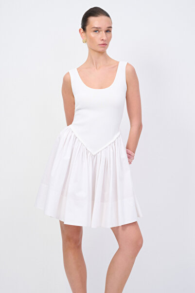 Love My Body Moda Tutkusu Triko Detaylı Kolsuz Mini Elbise