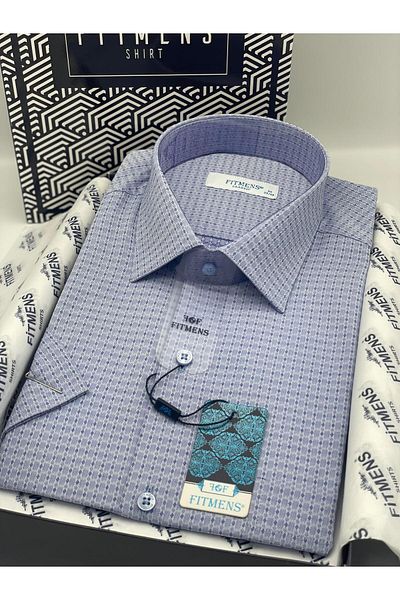 Fitmens Classic Short Sleeve Patterned Gift Boxed Men's Shirt Fs-004159 - Blue