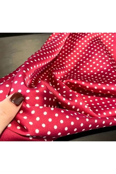 Dgt Luxury Red, White Polka Dot, Windproof, Double Side Printed, Shawl, Scarf, Scarf 70X70