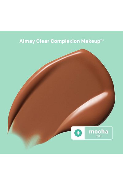 ALMAY Clear Complexion Acne Foundation Makeup with Salicylic Acid, Medium Coverage - 910 Mocha