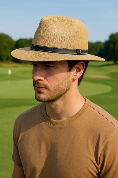 LAGRANZE Straw Men's Cowboy Hat with Belt Detail