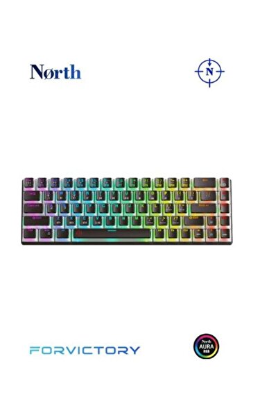 North Odin Pro WL68 LightCore Kablosuz Bluetooth RGB Red Switch Türkçe Siyah Mekanik Gaming Klavye